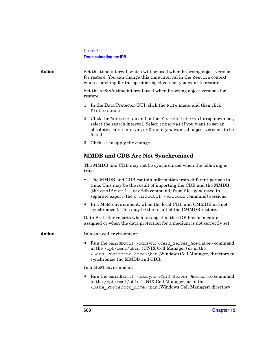 Mmdb and cdb are not synchronized | HP B6960-90078 User Manual | Page 630 / 856