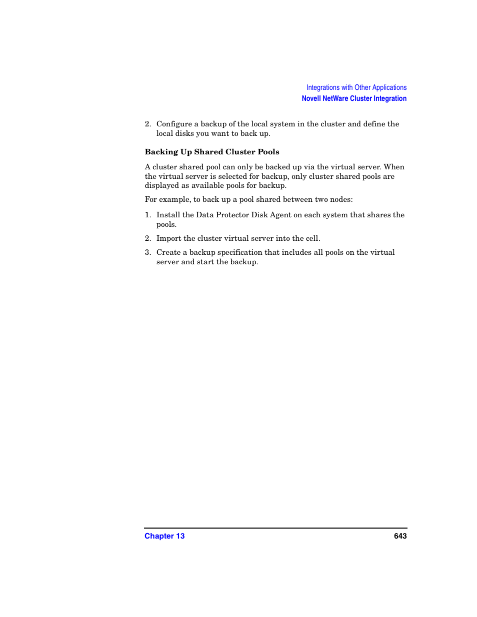 Backing up shared cluster pools | HP B6960-90078 User Manual | Page 673 / 856