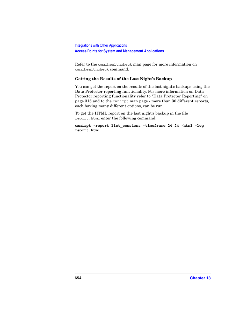 Getting the results of the last night’s backup | HP B6960-90078 User Manual | Page 684 / 856