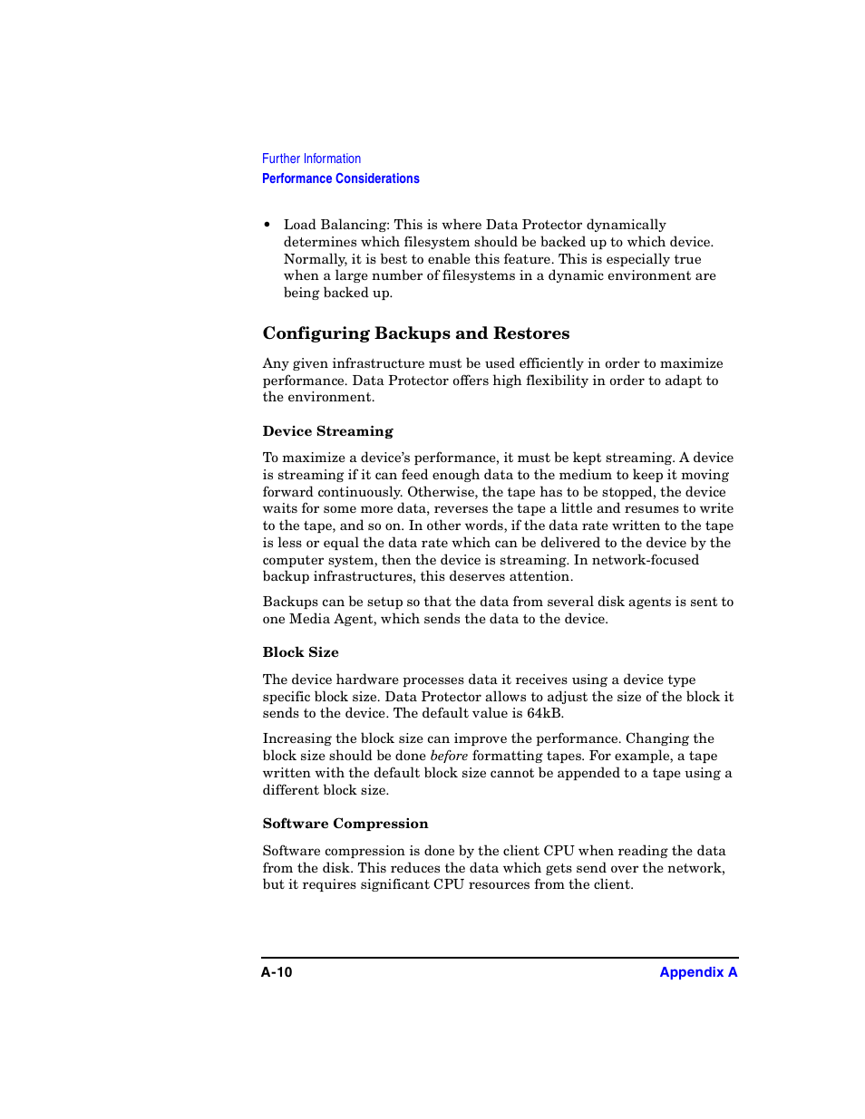 Configuring backups and restores, Device streaming, Block size | Software compression | HP B6960-90078 User Manual | Page 740 / 856