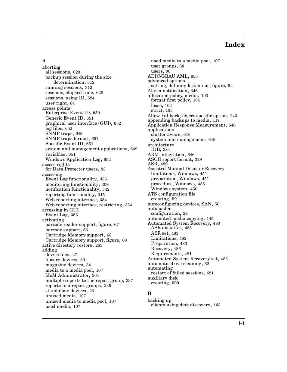 Index | HP B6960-90078 User Manual | Page 831 / 856