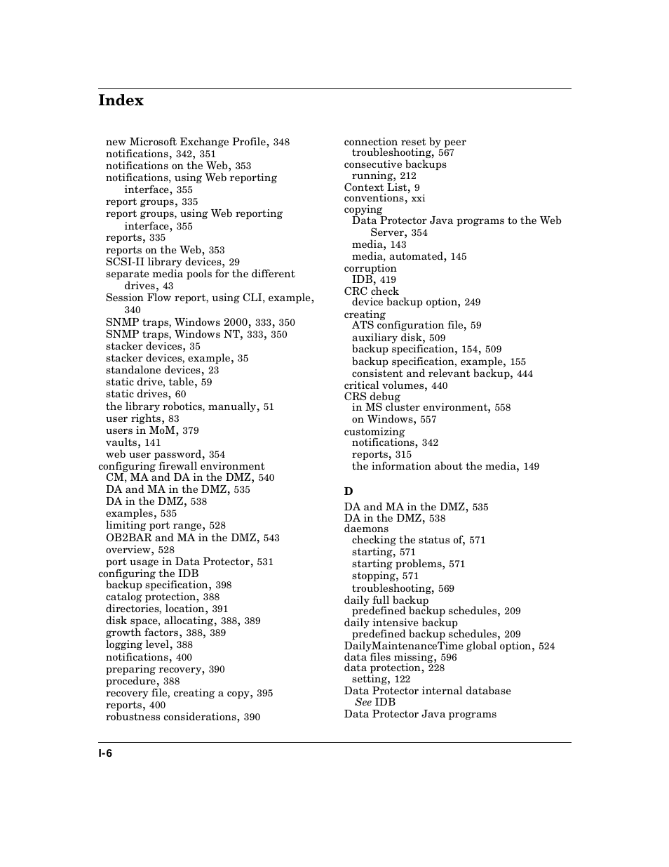 Index | HP B6960-90078 User Manual | Page 836 / 856