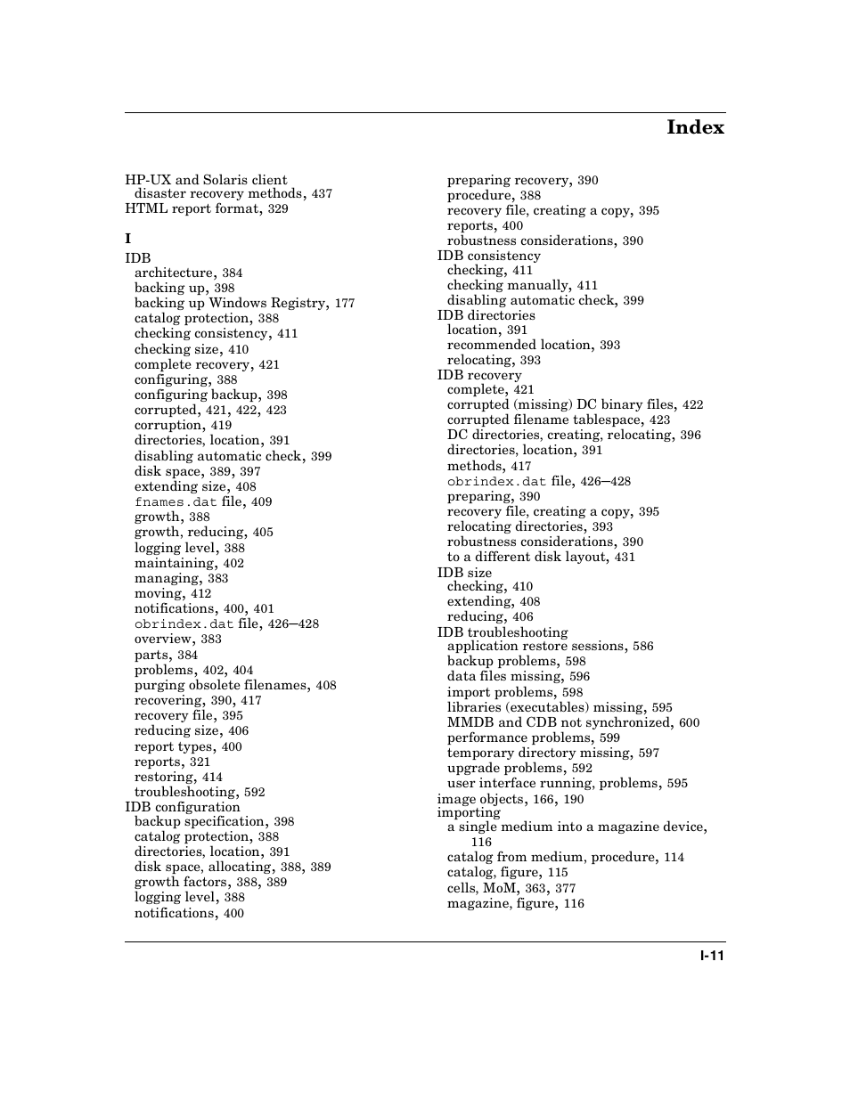 Index | HP B6960-90078 User Manual | Page 841 / 856