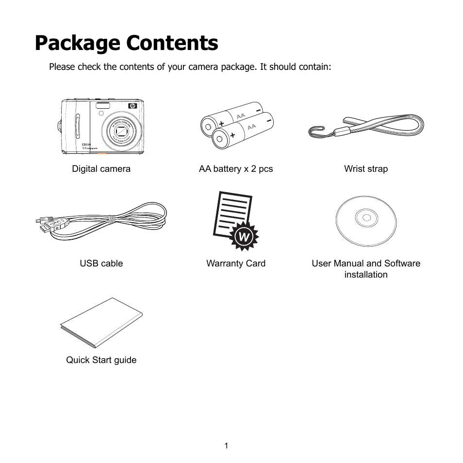 Package contents | HP CB350 User Manual | Page 12 / 81