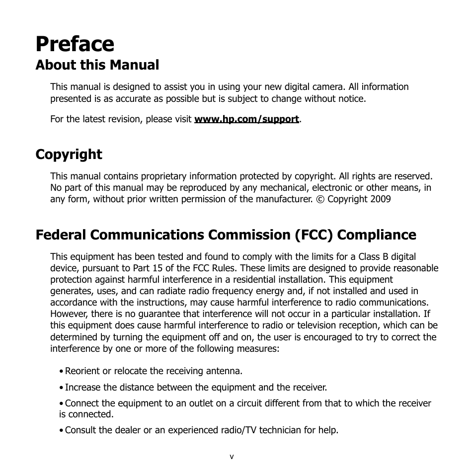 Preface, About this manual, Copyright | Federal communications commission (fcc) compliance | HP CB350 User Manual | Page 6 / 81