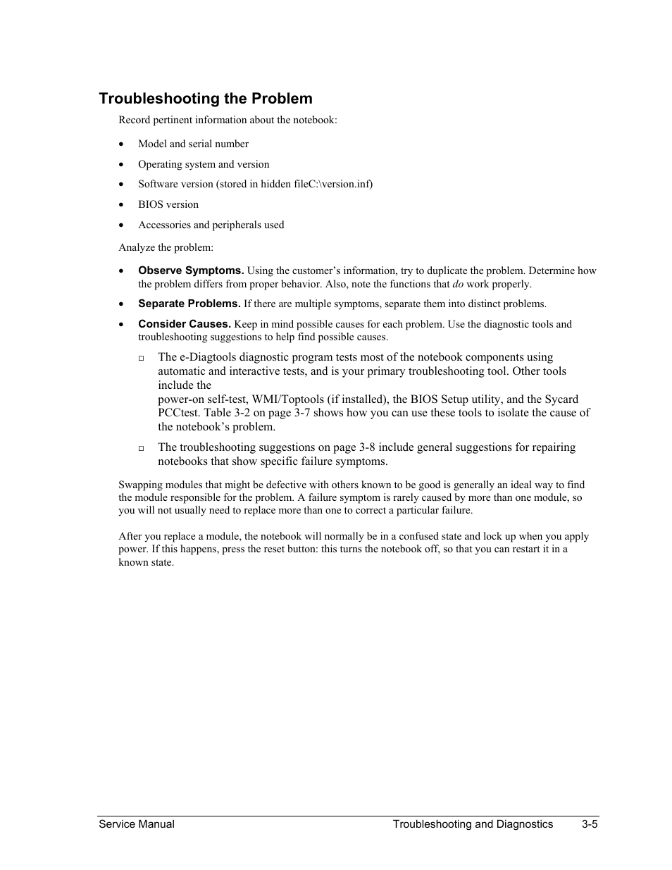 Troubleshooting the problem | HP PAVILION NX9005 User Manual | Page 102 / 153