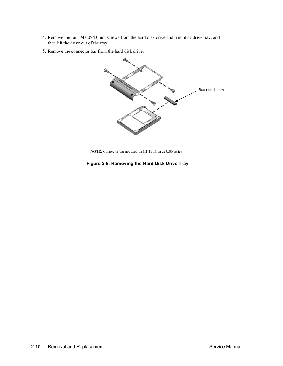 Figure 2-8. removing the hard disk drive tray -10 | HP PAVILION NX9005 User Manual | Page 43 / 153