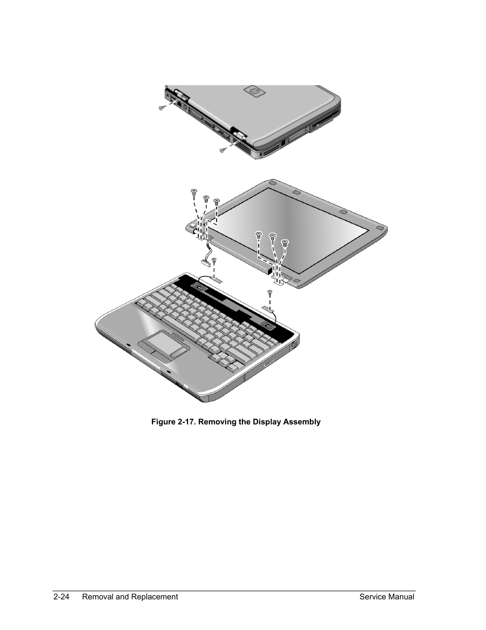 Figure 2-17. removing the display assembly -24 | HP PAVILION NX9005 User Manual | Page 57 / 153