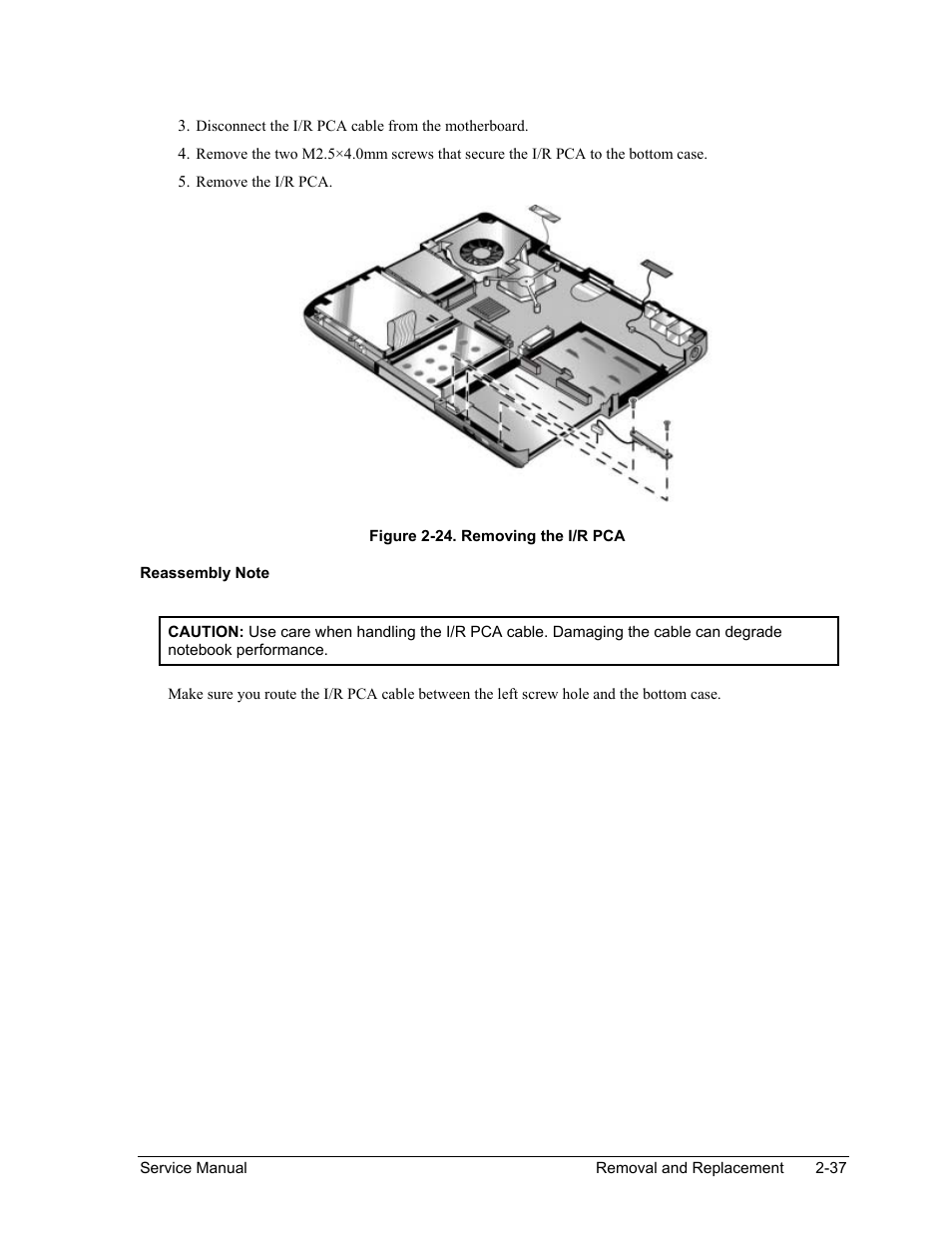 Figure 2-24. removing the i/r pca -37 | HP PAVILION NX9005 User Manual | Page 70 / 153