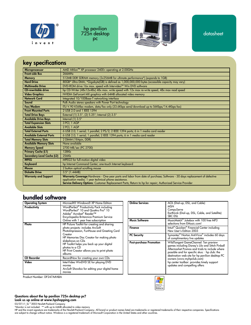 HP 725N User Manual | 1 page