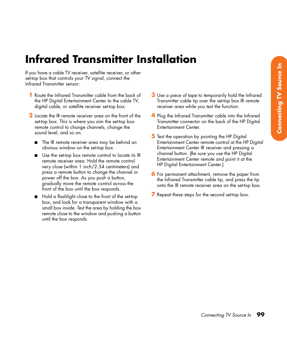 Infrared transmitter installation | HP 2307890A User Manual | Page 105 / 194