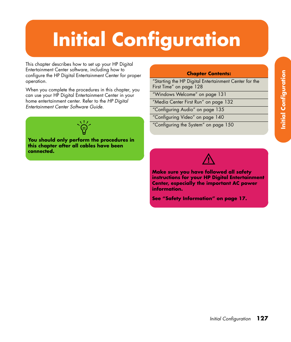 Initial configuration | HP 2307890A User Manual | Page 133 / 194