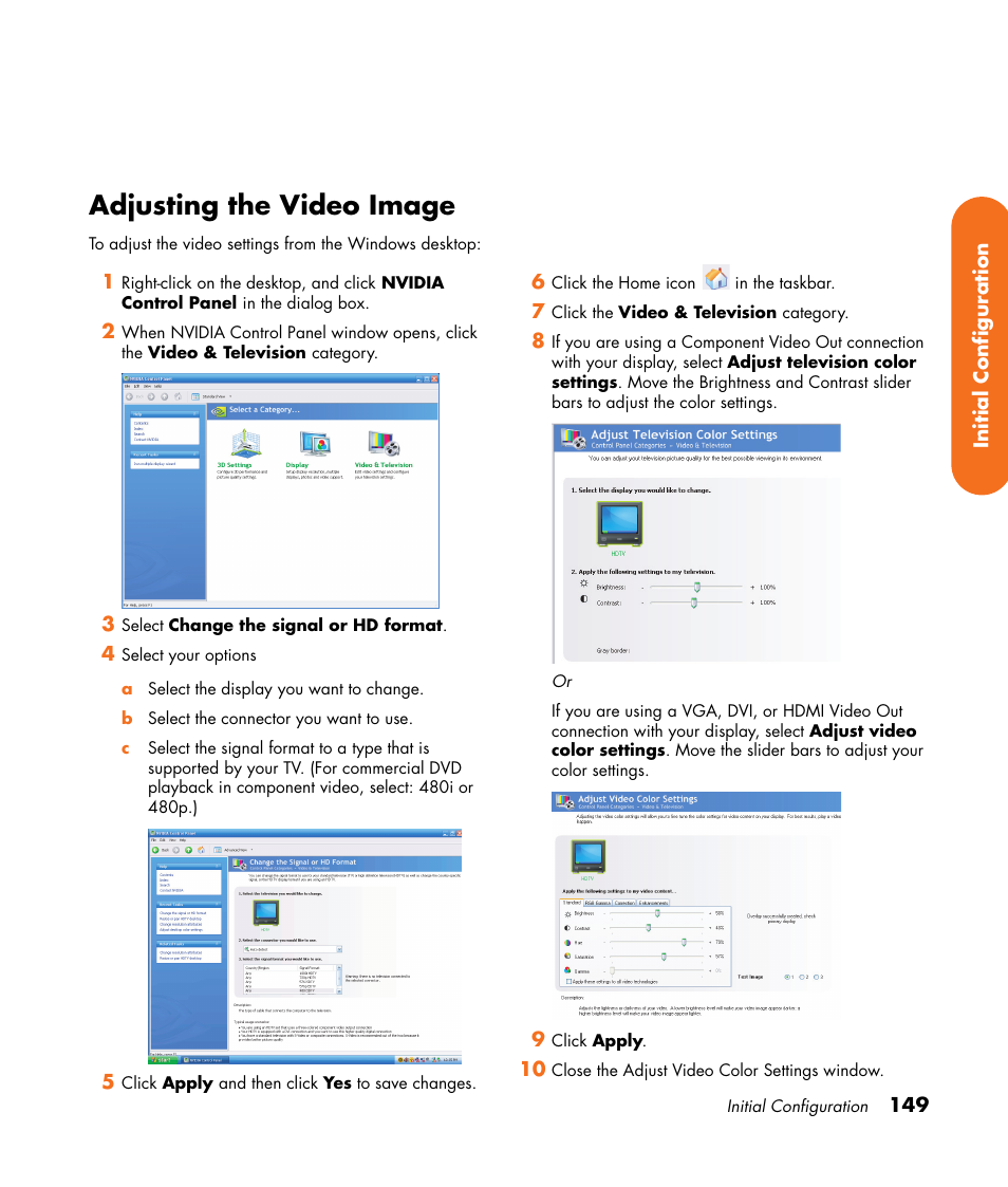 Adjusting the video image | HP 2307890A User Manual | Page 155 / 194