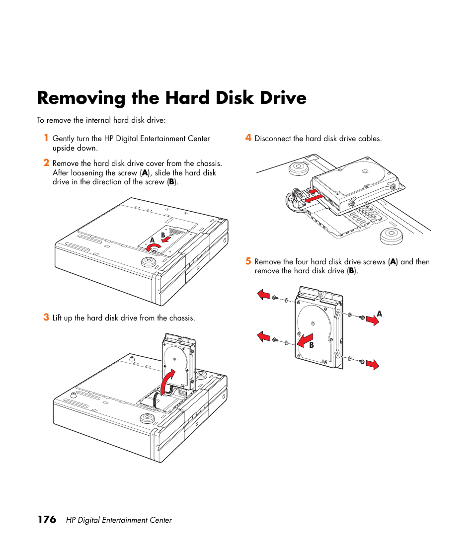 Removing the hard disk drive | HP 2307890A User Manual | Page 182 / 194