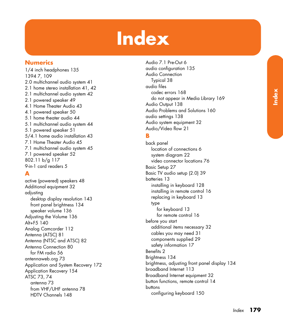 Index | HP 2307890A User Manual | Page 185 / 194