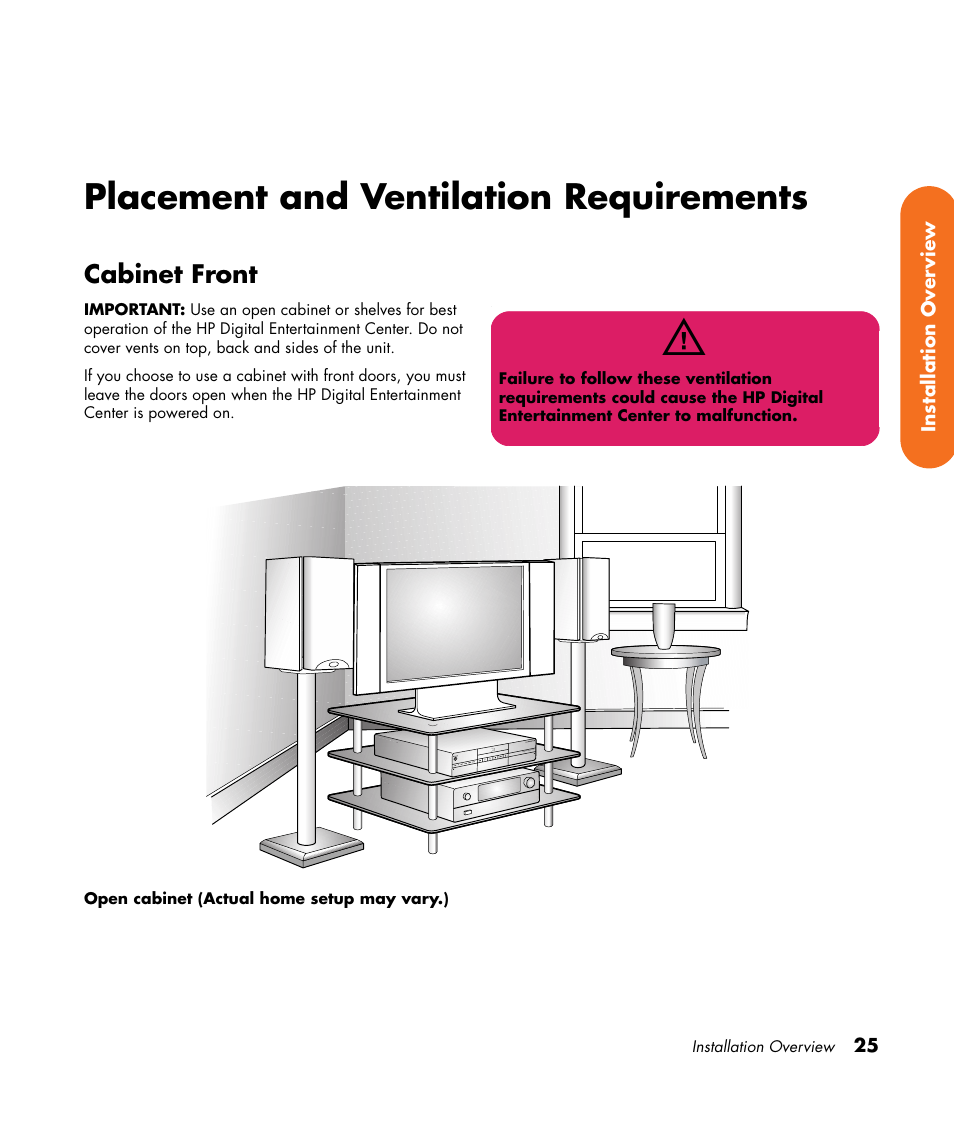 Placement and ventilation requirements, Cabinet front | HP 2307890A User Manual | Page 31 / 194