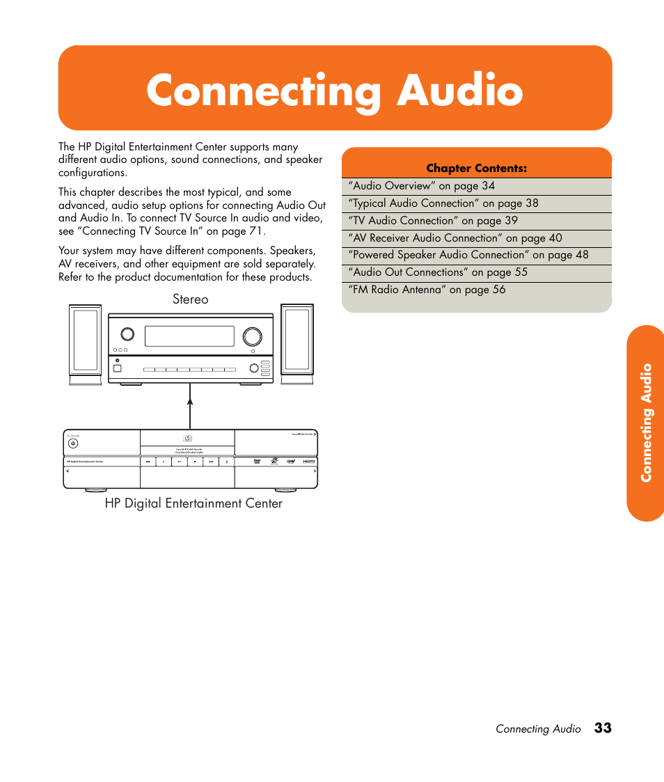 Connecting audio | HP 2307890A User Manual | Page 39 / 194