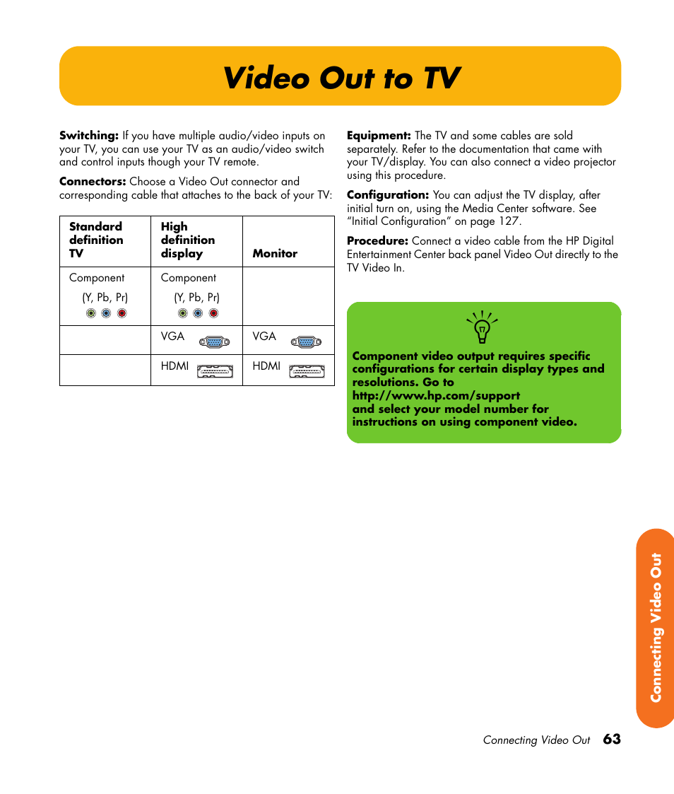 Video out to tv | HP 2307890A User Manual | Page 69 / 194