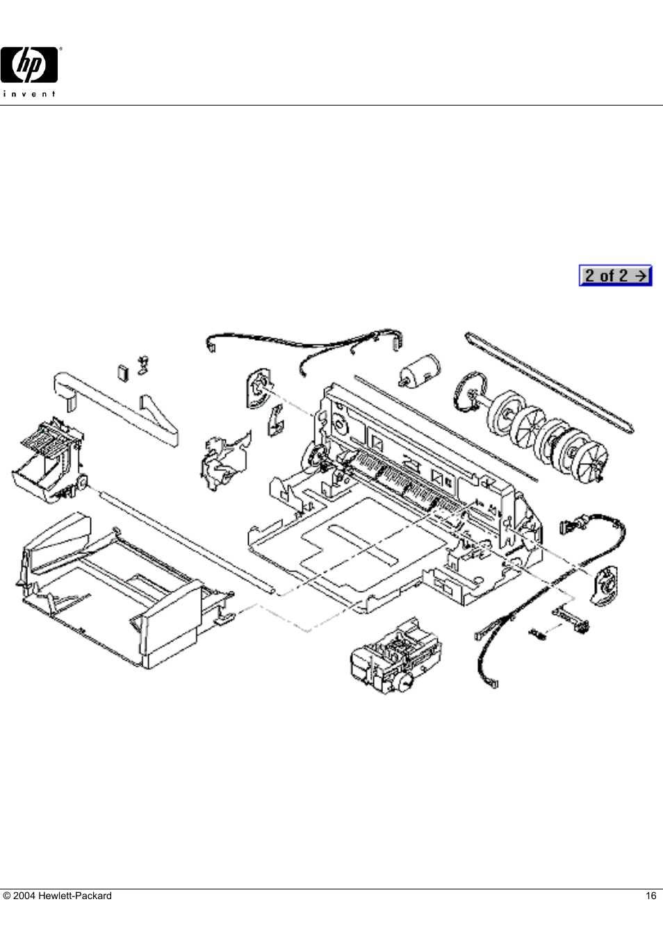 Deskjet 812c, Hp parts reference guide, Printer mechanism (1 of 2) | HP 812C User Manual | Page 16 / 21