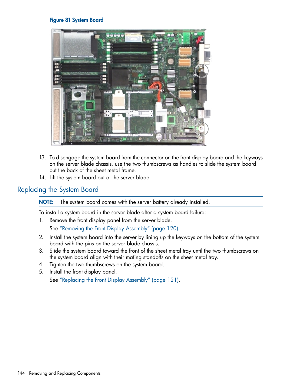 Replacing the system board | HP BL860C User Manual | Page 144 / 184