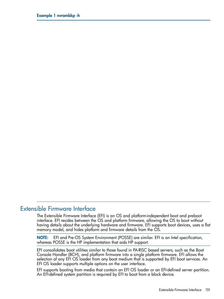 Extensible firmware interface | HP BL860C User Manual | Page 151 / 184