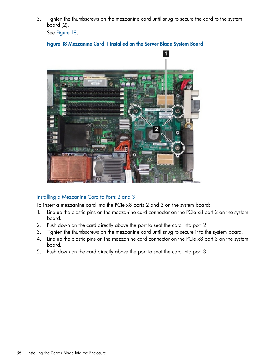 Installing a mezzanine card to ports 2 and 3 | HP BL860C User Manual | Page 36 / 184