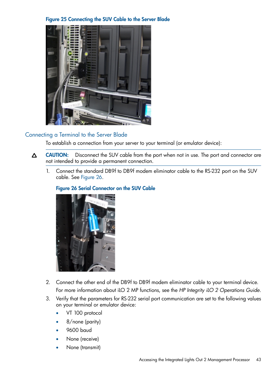 Connecting a terminal to the server blade | HP BL860C User Manual | Page 43 / 184