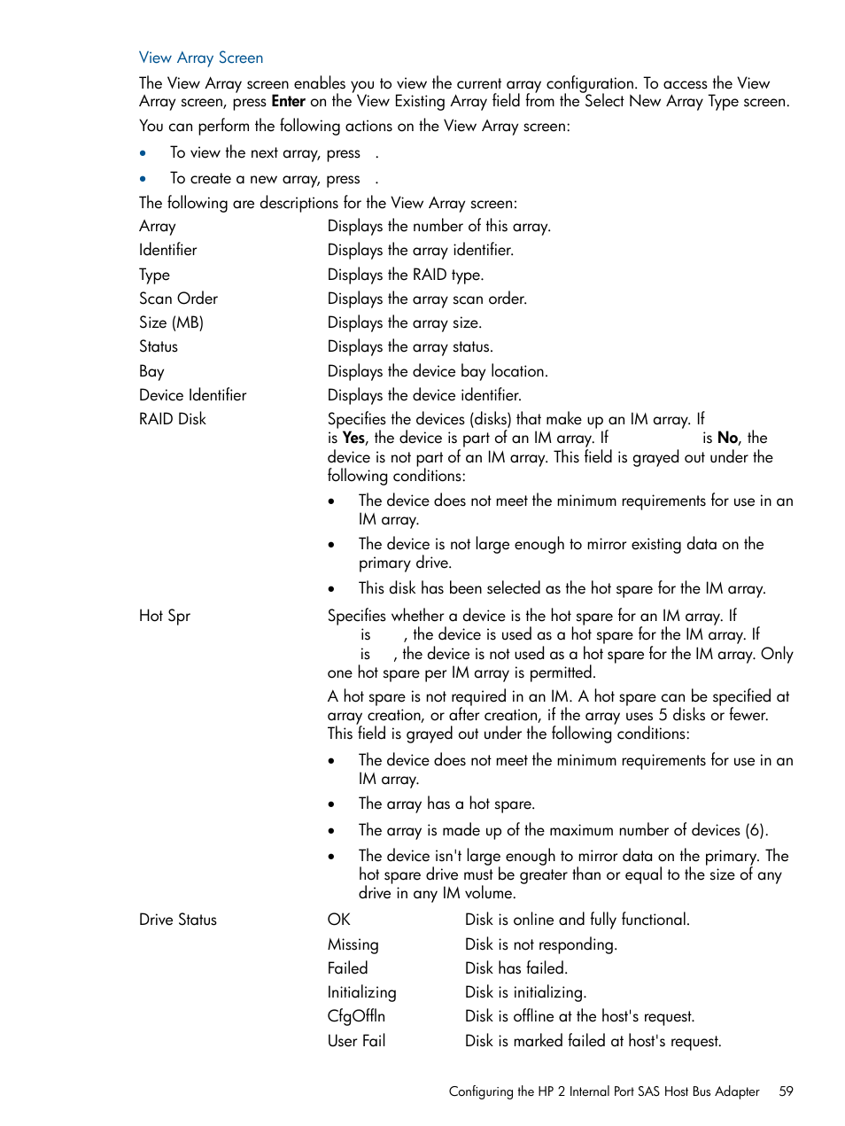 View array screen | HP BL860C User Manual | Page 59 / 184