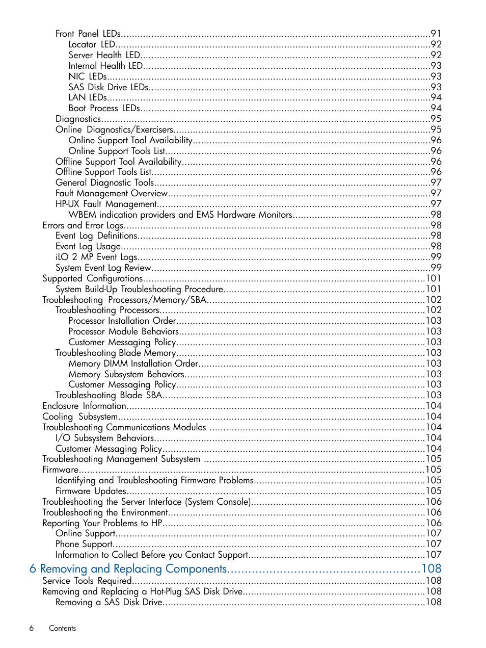 6 removing and replacing components | HP BL860C User Manual | Page 6 / 184