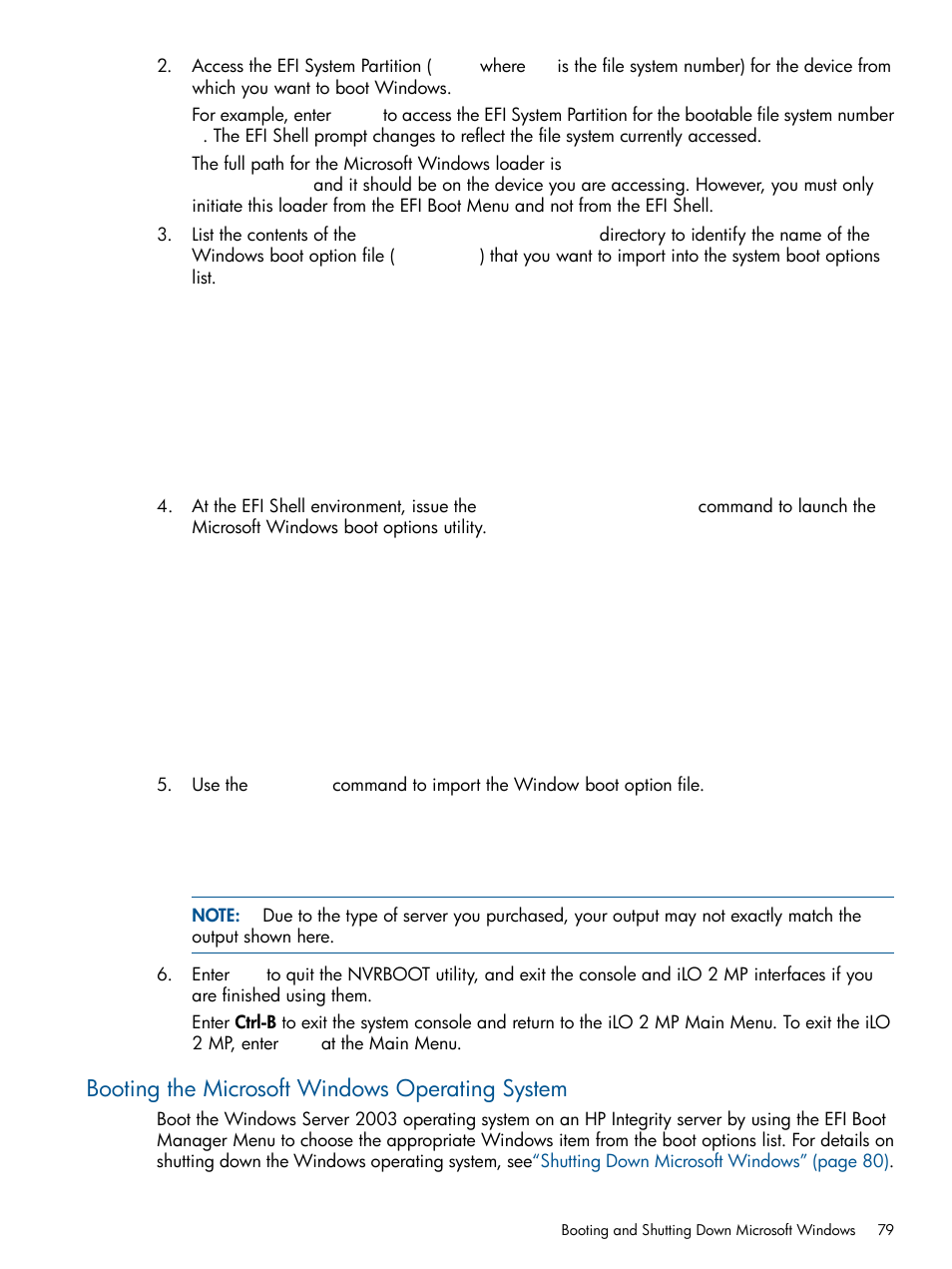 Booting the microsoft windows operating system | HP BL860C User Manual | Page 79 / 184