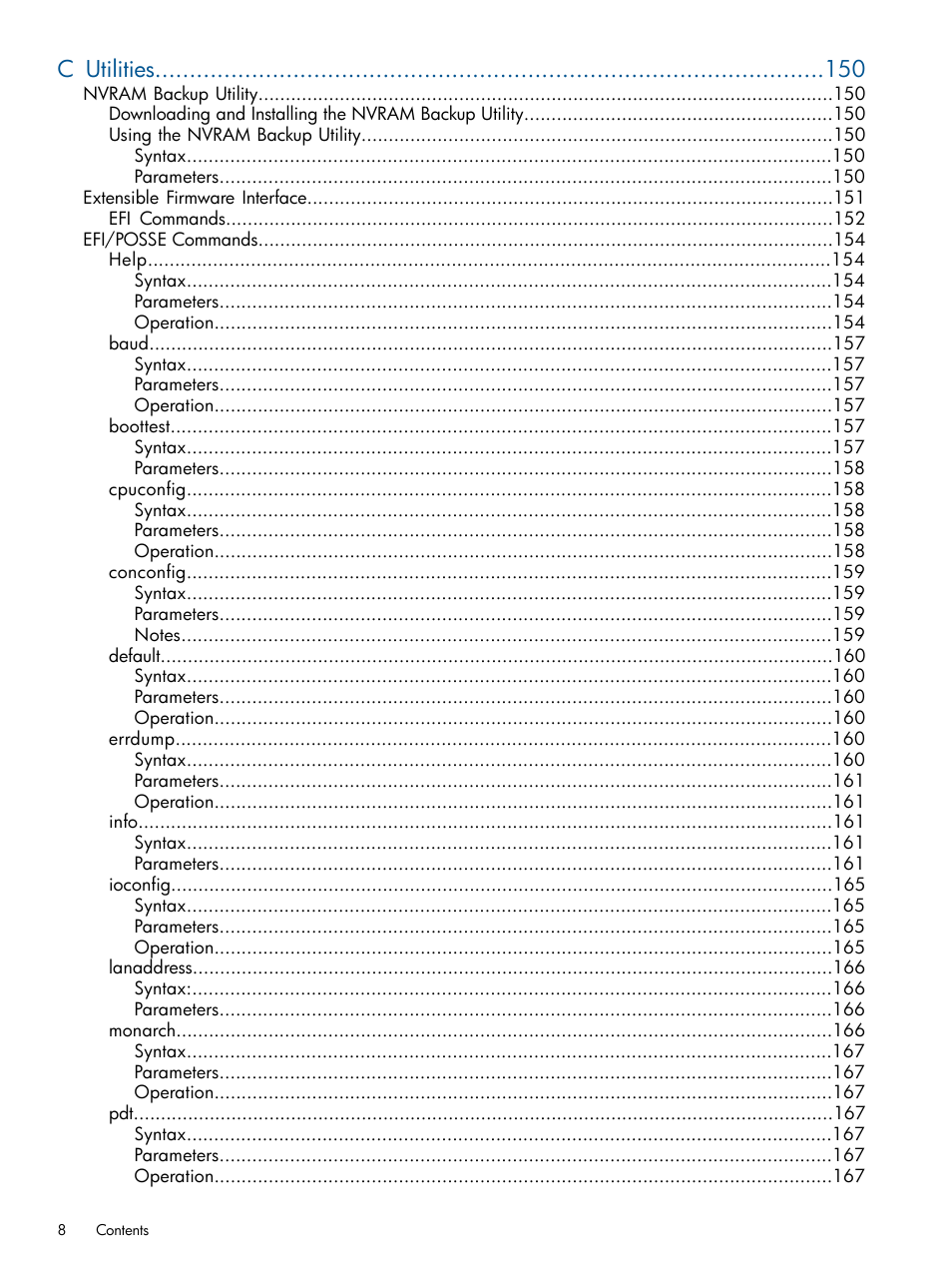 C utilities | HP BL860C User Manual | Page 8 / 184