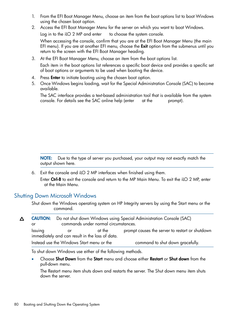 Shutting down microsoft windows | HP BL860C User Manual | Page 80 / 184