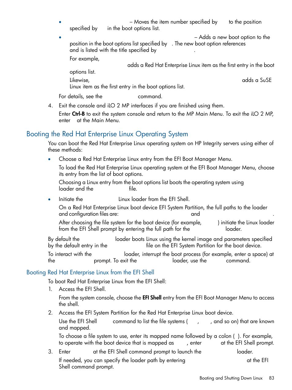 Booting the red hat enterprise linux | HP BL860C User Manual | Page 83 / 184