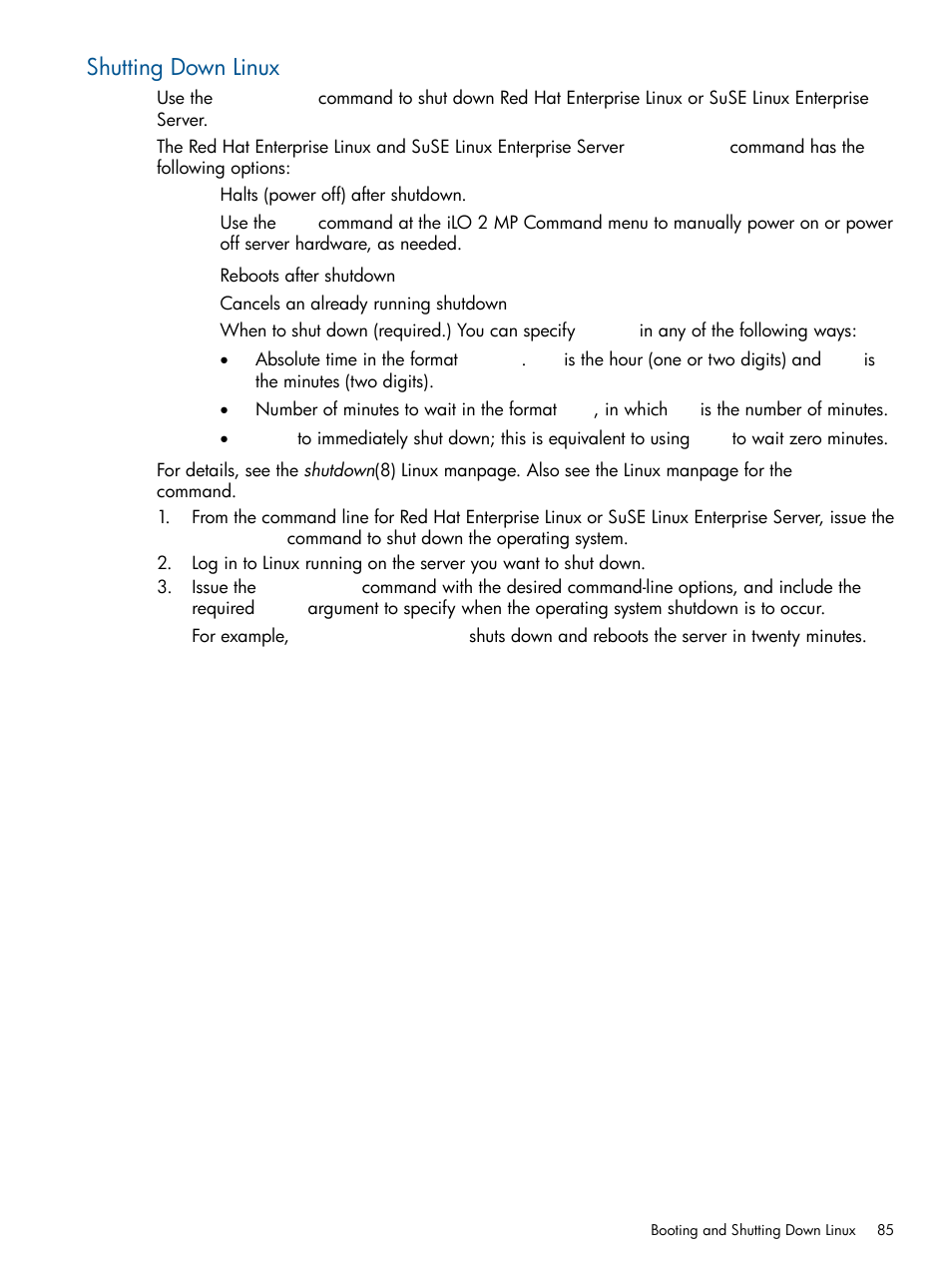 Shutting down linux, Shutting | HP BL860C User Manual | Page 85 / 184