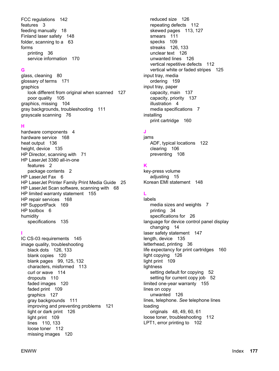 HP 3380 User Manual | Page 189 / 196