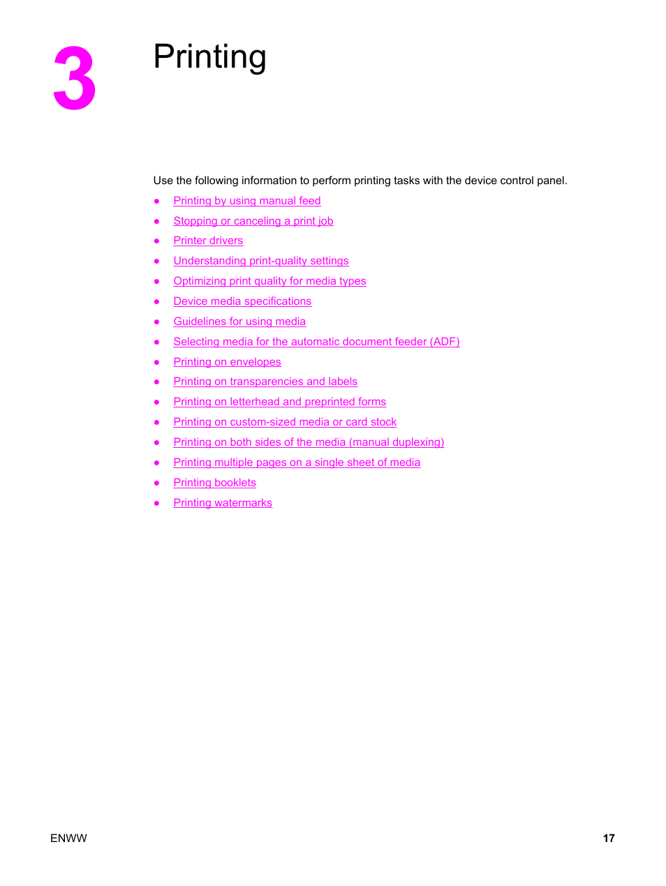 Printing, 3 printing | HP 3380 User Manual | Page 29 / 196