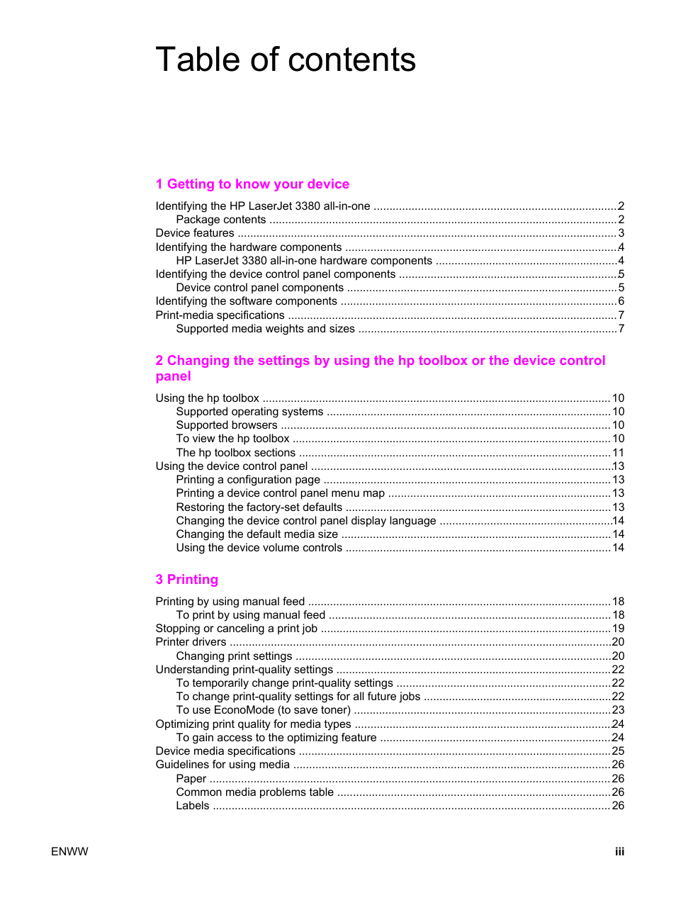 HP 3380 User Manual | Page 5 / 196