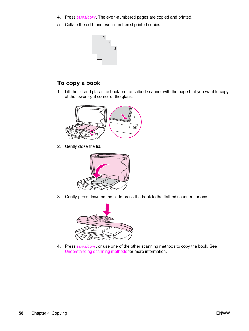 To copy a book | HP 3380 User Manual | Page 70 / 196