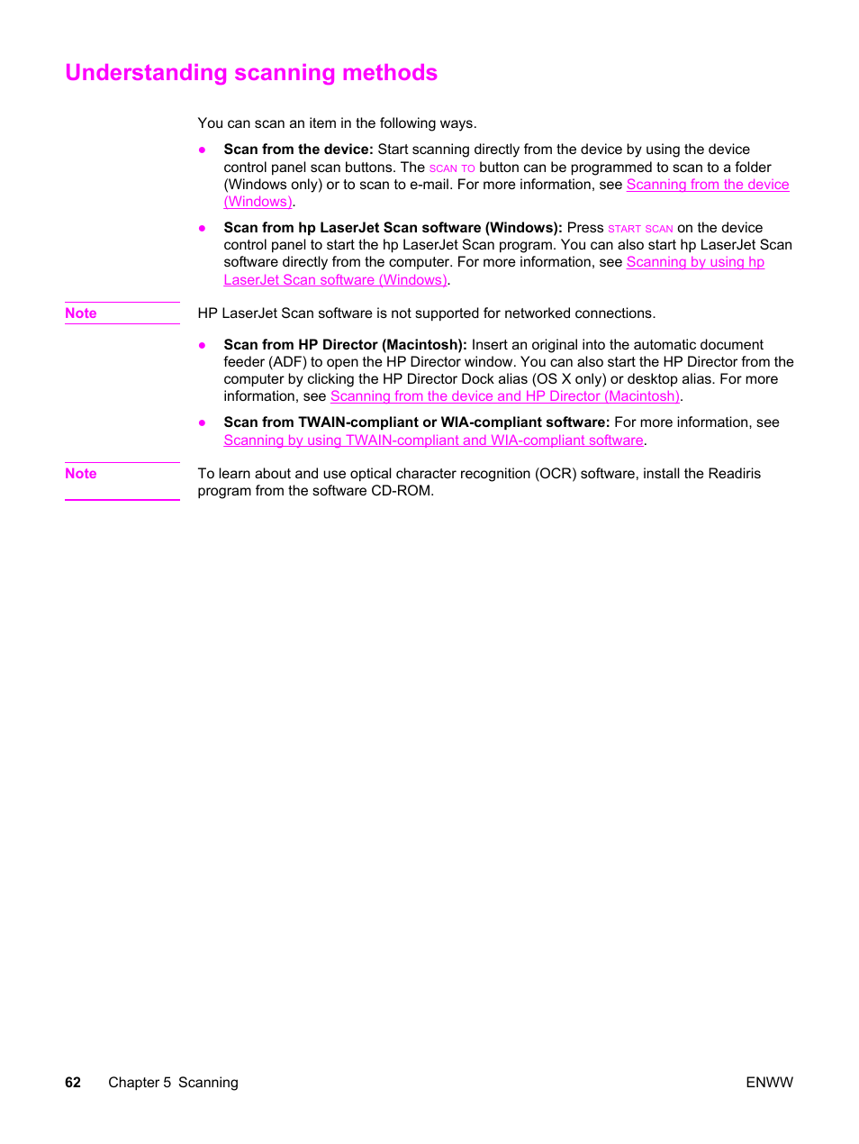 Understanding scanning methods | HP 3380 User Manual | Page 74 / 196