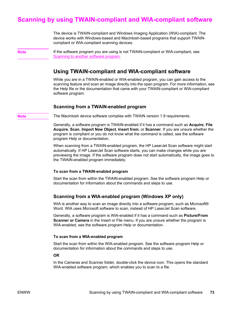 Using twain-compliant and wia-compliant software | HP 3380 User Manual | Page 85 / 196