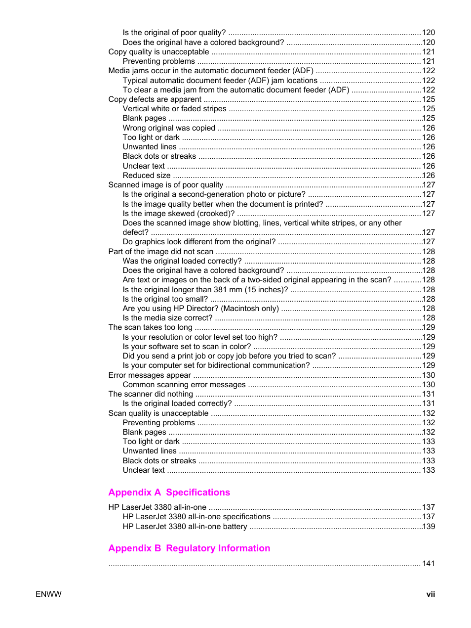 HP 3380 User Manual | Page 9 / 196