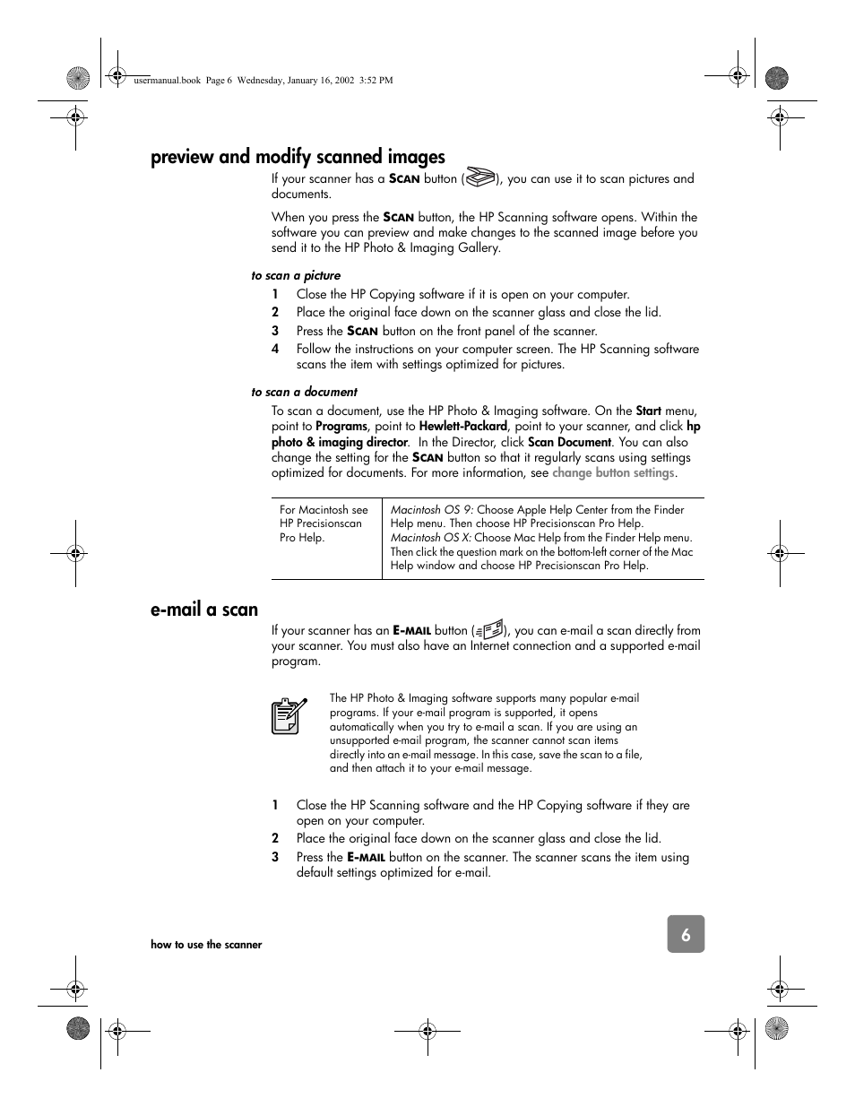 Preview and modify scanned images, E-mail a scan | HP 2300c Series User Manual | Page 11 / 26