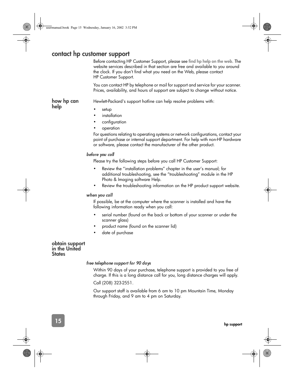 Contact hp customer support | HP 2300c Series User Manual | Page 20 / 26