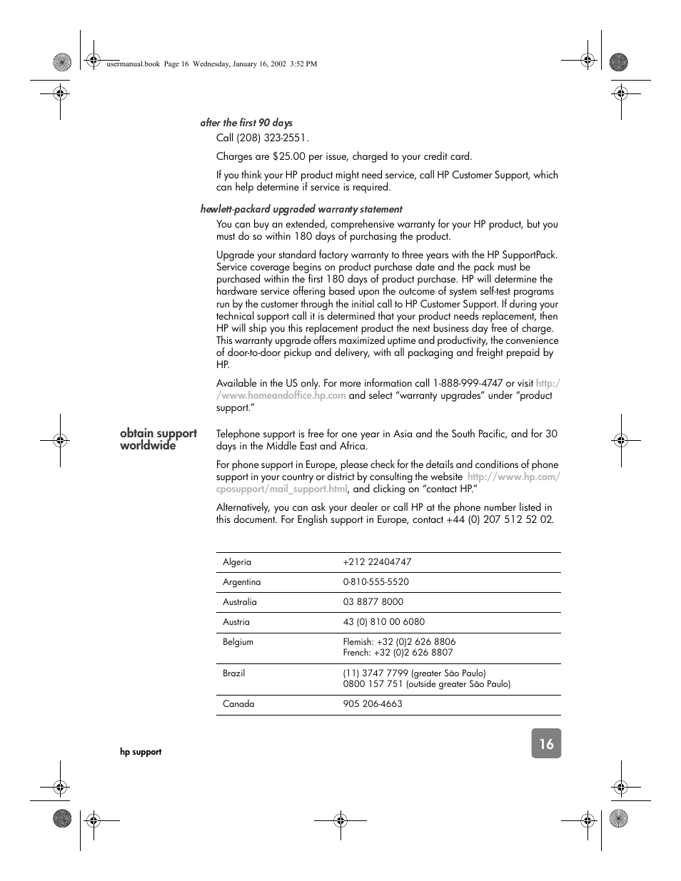 Obtain support worldwide | HP 2300c Series User Manual | Page 21 / 26