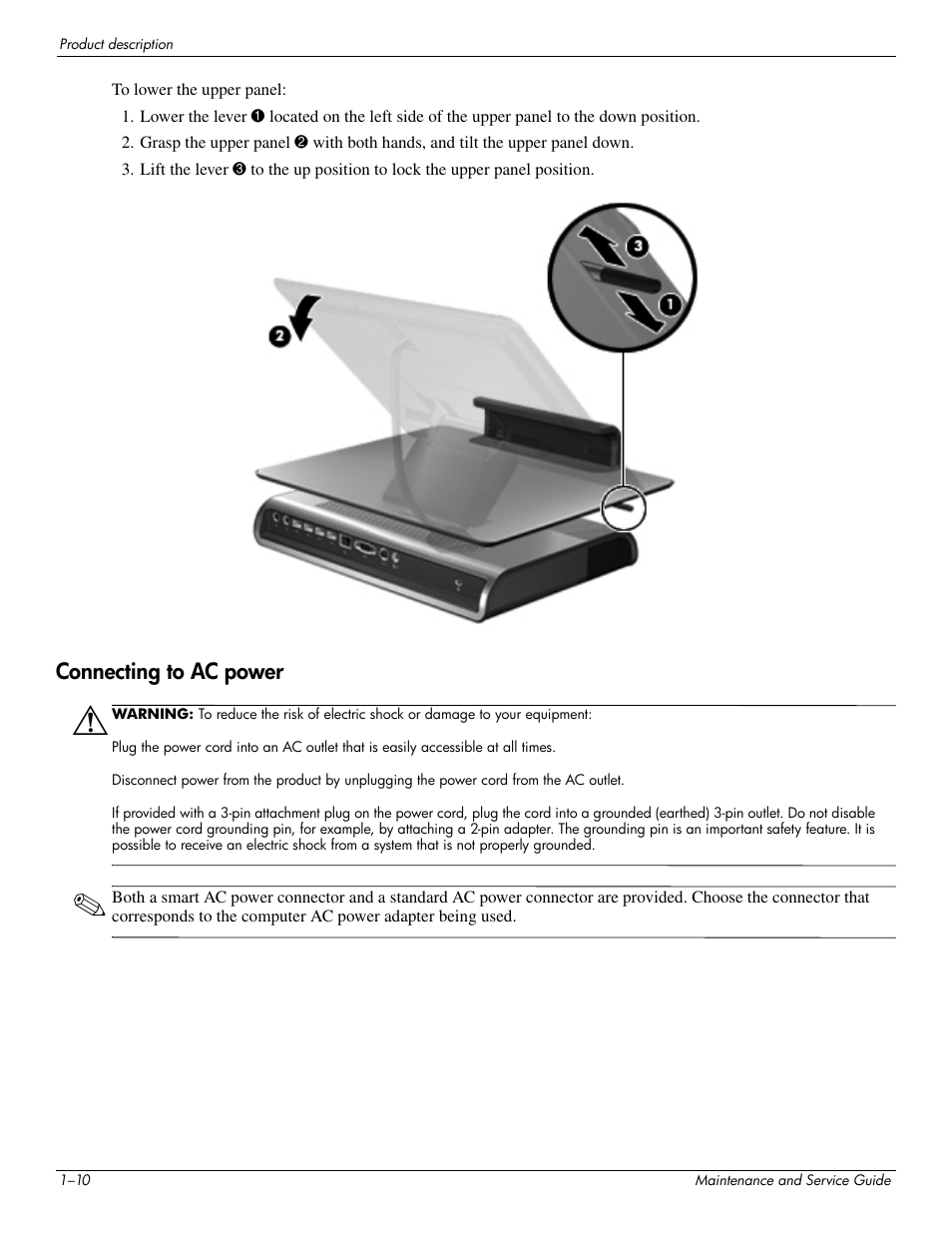 Connecting to ac power, Connecting to ac power –10 | HP 463777-001 User Manual | Page 15 / 42