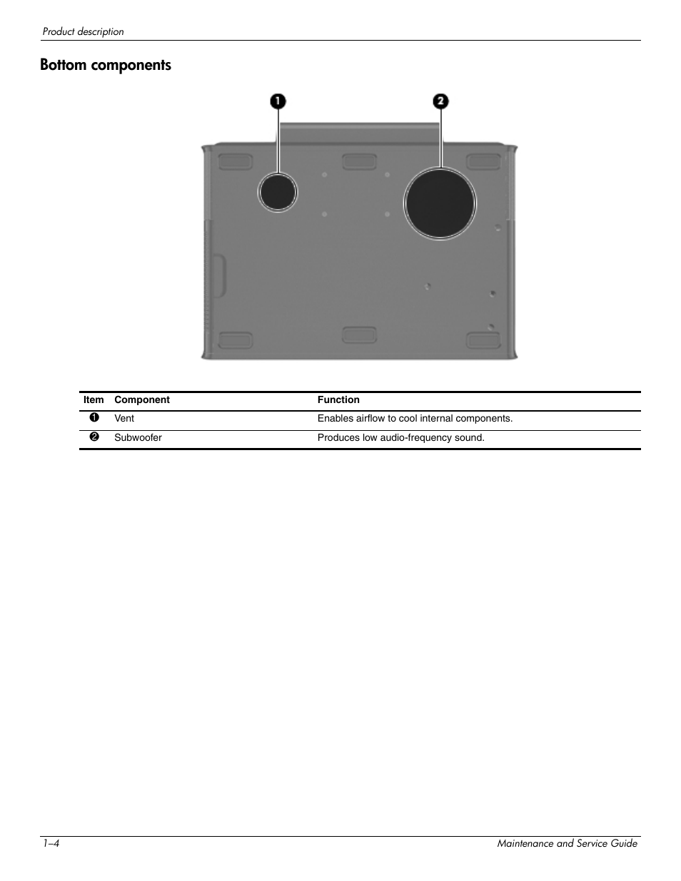 Bottom components, Bottom components –4 | HP 463777-001 User Manual | Page 9 / 42