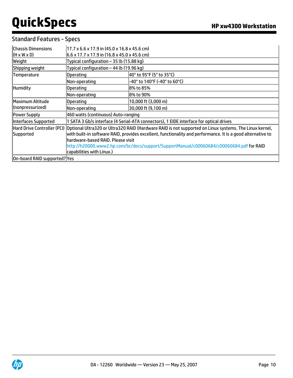 Quickspecs | HP XW4300 User Manual | Page 10 / 90