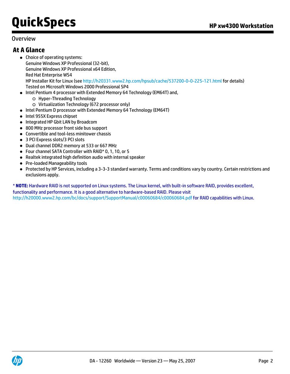 Quickspecs | HP XW4300 User Manual | Page 2 / 90