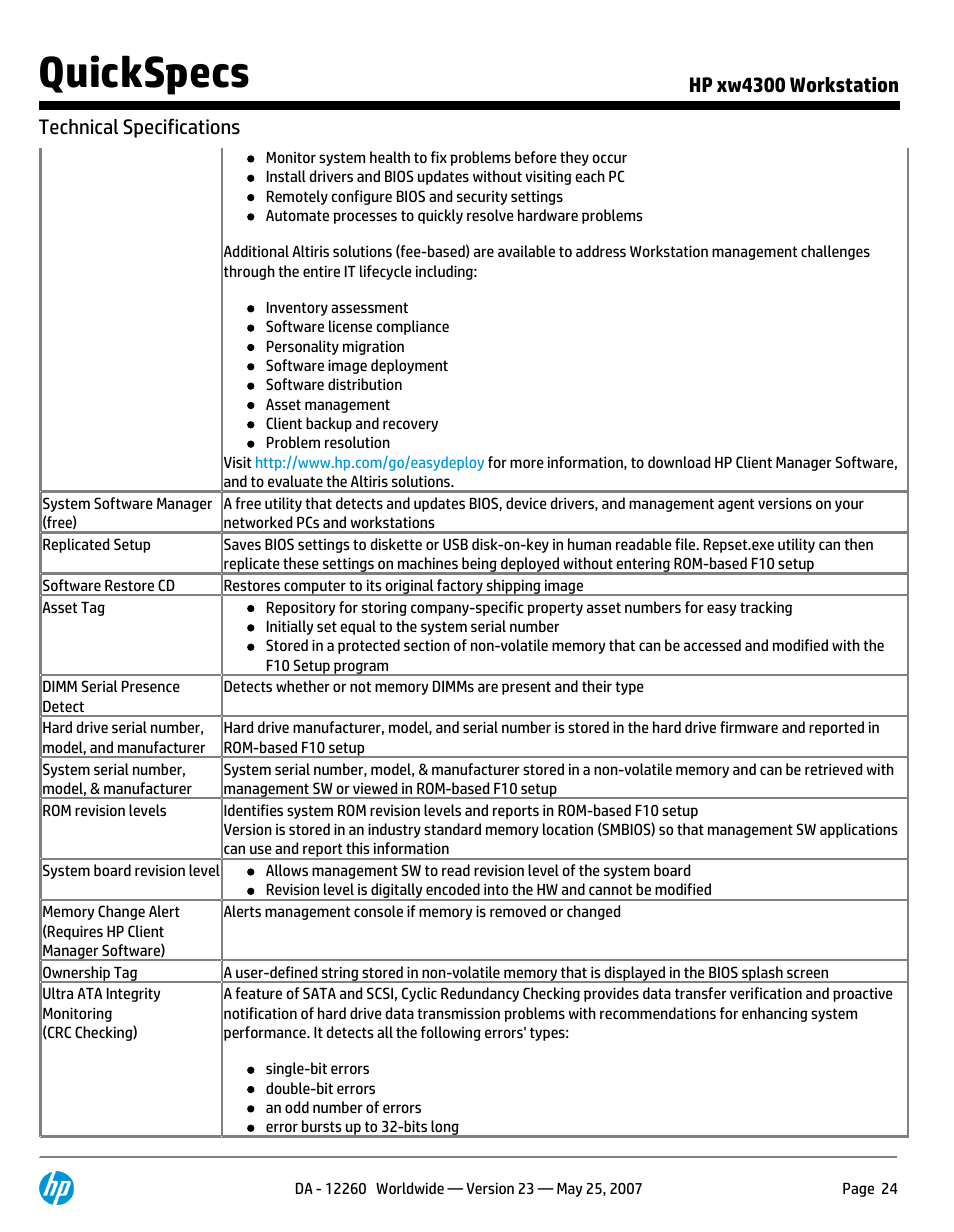 Quickspecs | HP XW4300 User Manual | Page 24 / 90