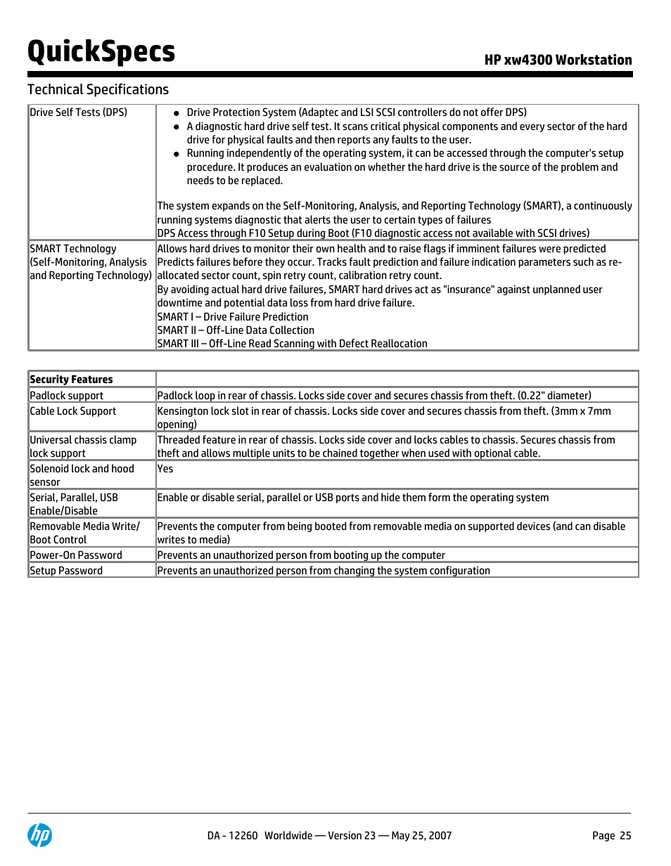 Quickspecs | HP XW4300 User Manual | Page 25 / 90